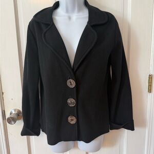 Willow Black Blazer with Unique Button Accents
